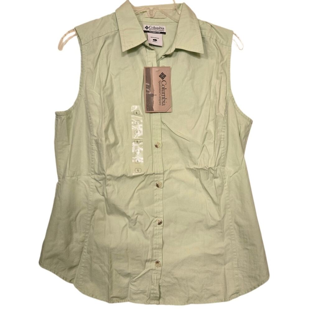 NWT Columbia Bayview Shirt Green Sleeveless Button Down Tank Women's L - NEW - Picture 6 of 9